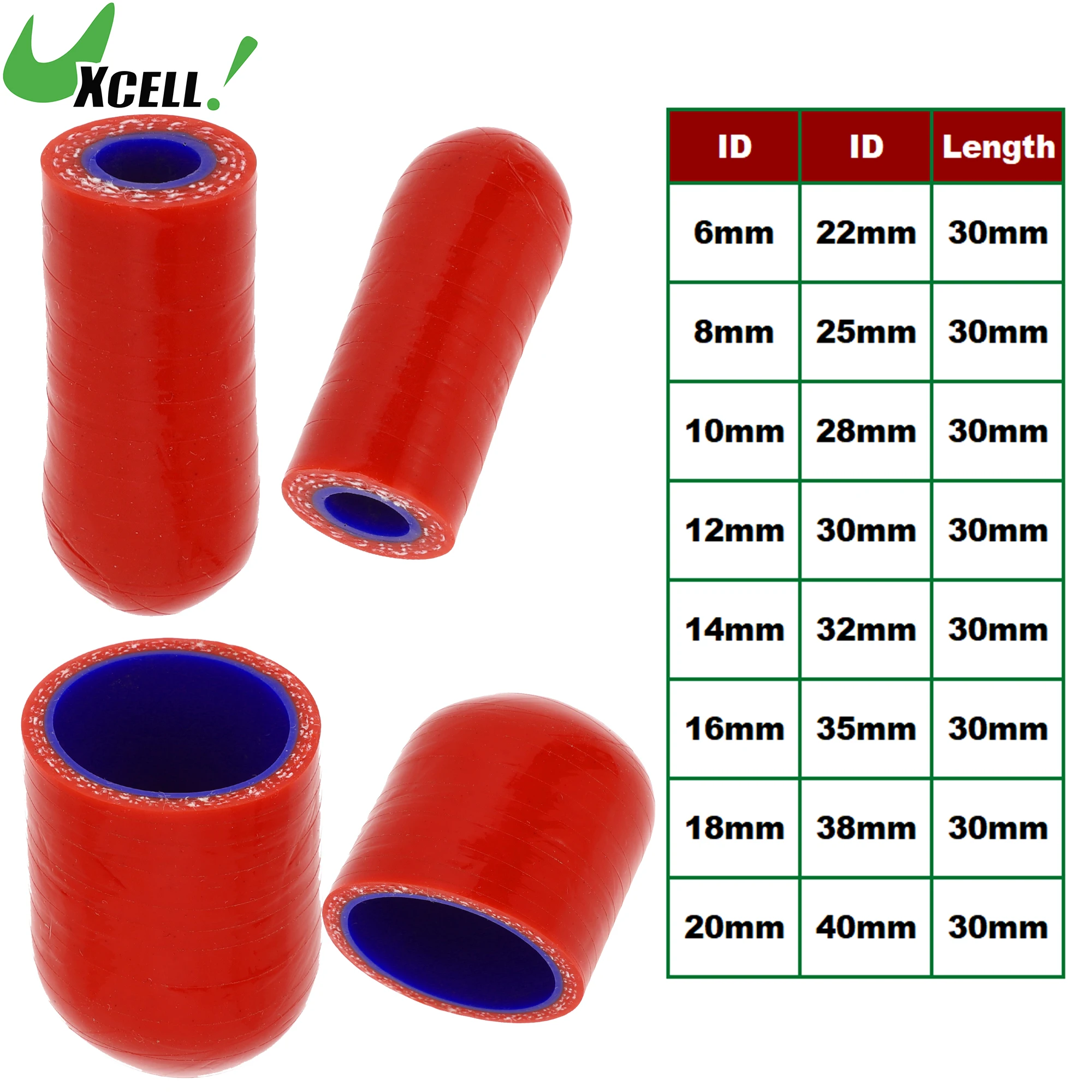 UXCELL 30mm Length 6/8/10/12/16/18/22/25/30/32/35/40MM ID Car Silicone Rubber Hose End Cap Silicone Reinforced Blanking Cap