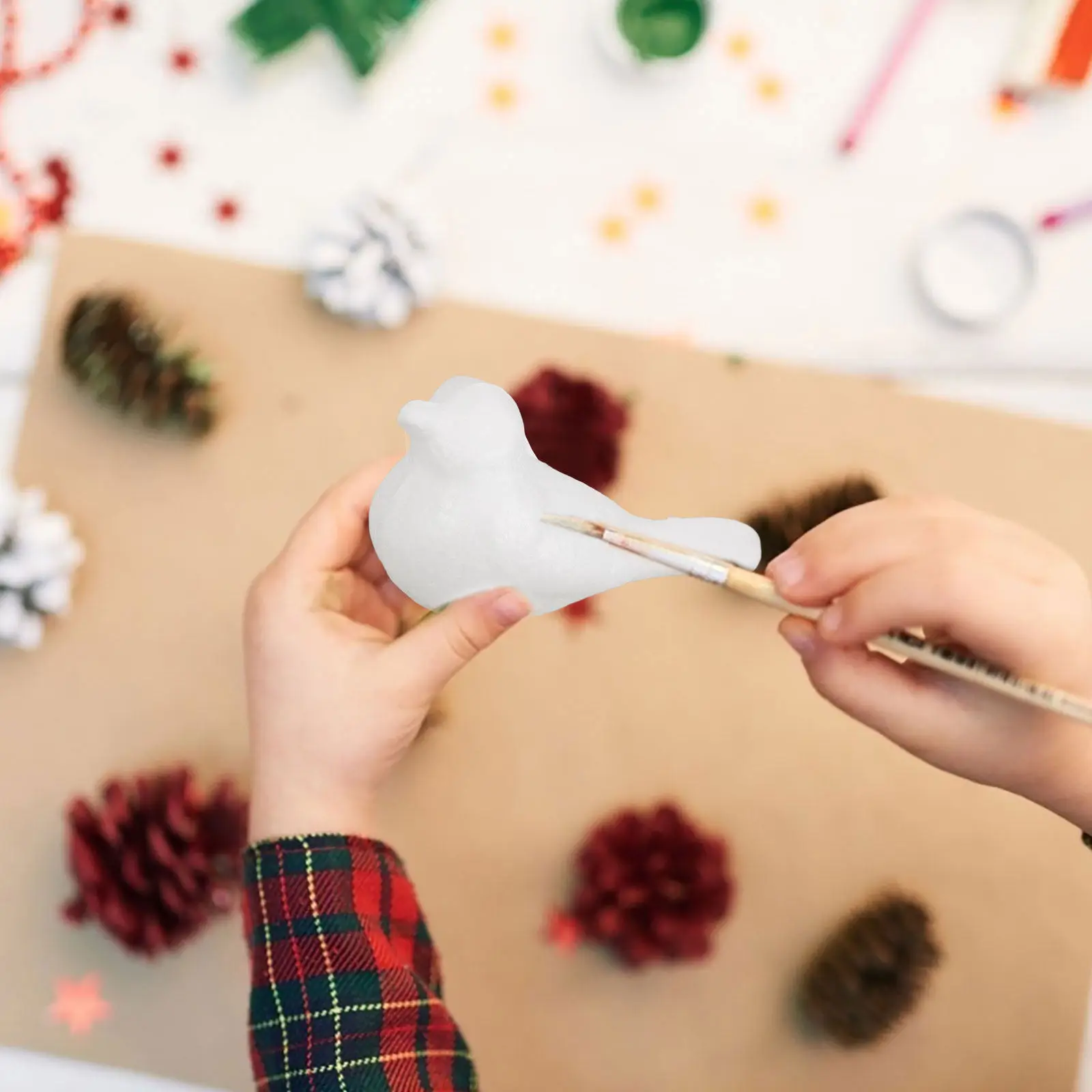 6Pcs Foam Birds Craft Supplies Unfinished Bird Shapes for DIY Painting Decorating Crafting Festive Party Christmas Home Decor