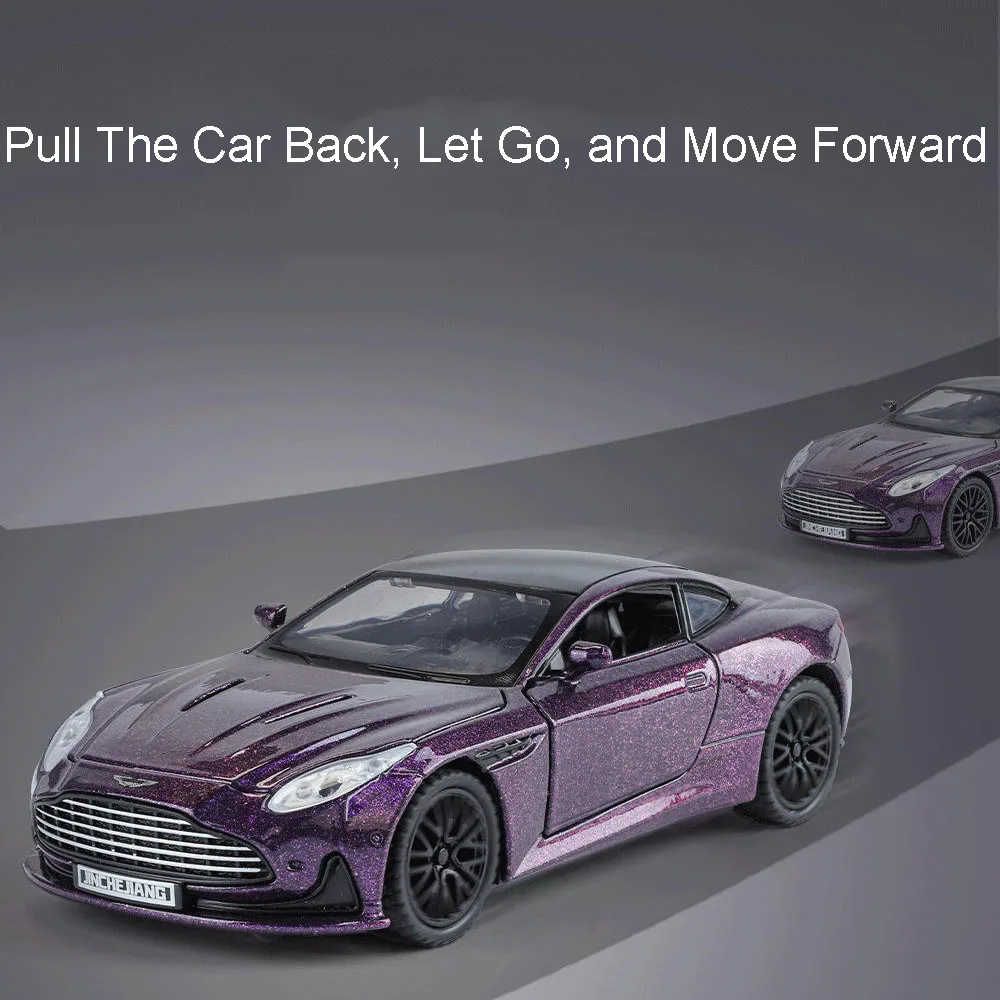 Spielzeug im Maßstab 1:32, DB12-Modell, Supercars, Legierung, Druckguss, Türen, geöffnet, Ton, Licht, zurückziehen, exquisite Innenausstattung, Weihnachtsgeschenke für Kinder