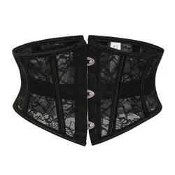 Sexy Corset Underbust Women Gothic Corset Top Shaper Strap Punk Slimming Waist Belt See Through Floral Lace Corsets Bustiers