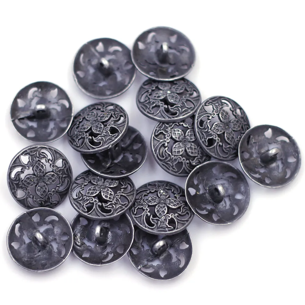 

Vintage Gunmetal Round Hollow Four-leaf Clover Flower Shank Button 23mm Handmade Coat Crafts Clothes Supplies Material Package