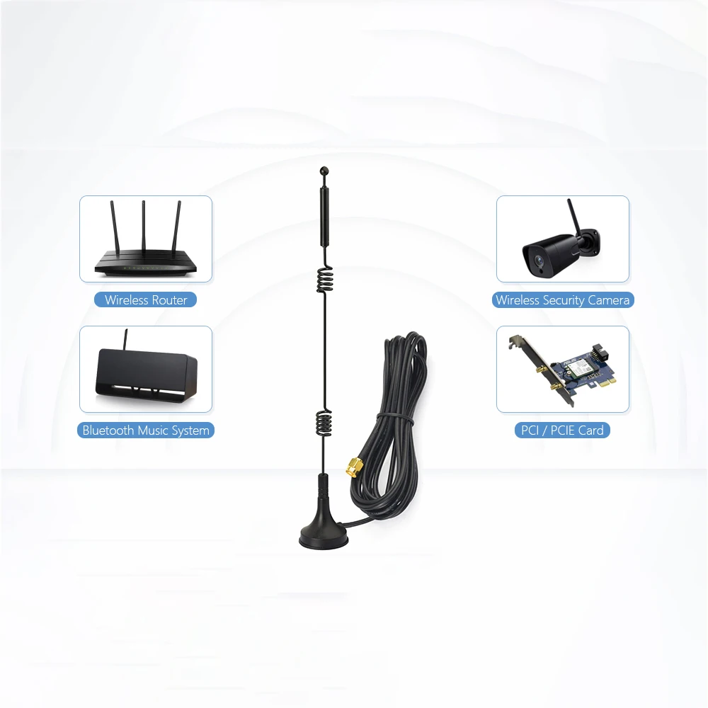Dual Band WiFi 2.4GHz 5GHz 5.8GHz 12dBi Magnetic Base MIMO RP-SMA Male Antenna for WiFi Router Wireless Network Card