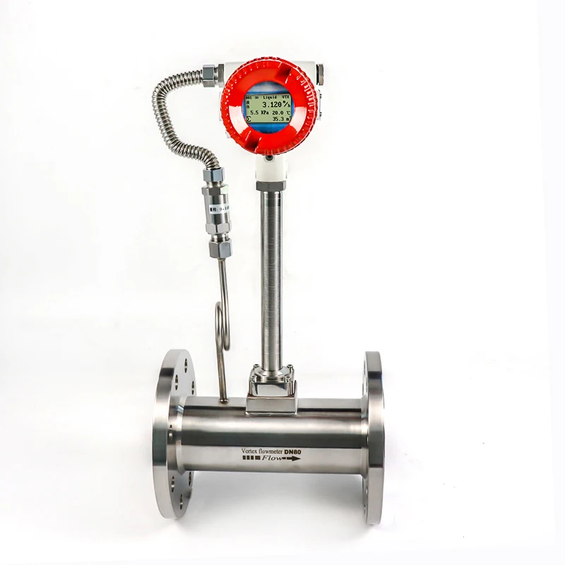 Factory Price Intelligent 4-20mA Hart Ip65 Temperature Compensation vortex Flow Meter for Nitrogen Gas air Compressed Air Steam