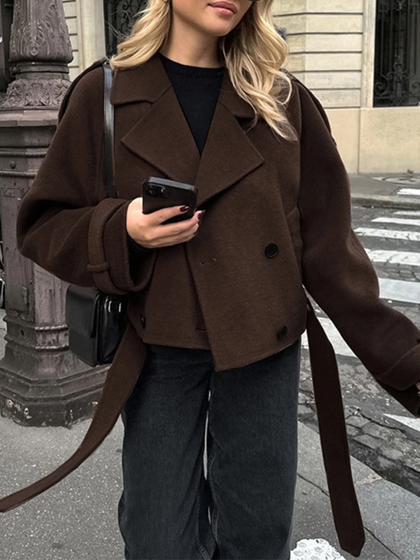 

Женское зимнее модное пальто, удобная однотонная повседневная уличная повседневная верхняя одежда с лацканами и длинными рукавами