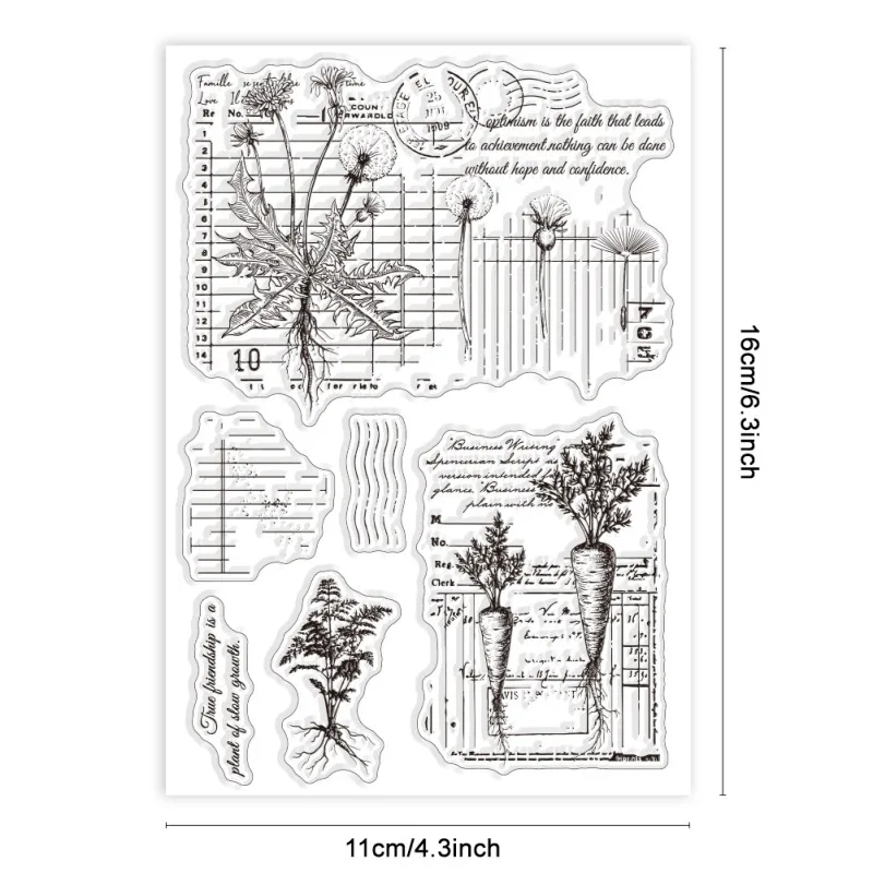 Plant Table Background Clear Stamps for Cards Making Schedule Text Background Silicone Clear Stamp Seals Transparent Stamps
