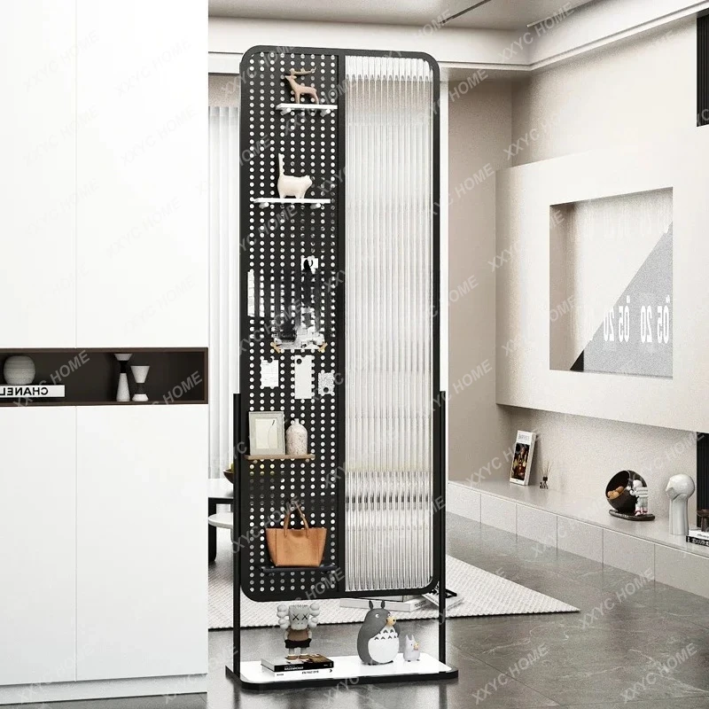 A New wrought iron hole plate screen glass partition living room entrance entrance shelf, water ripple seat screen a50