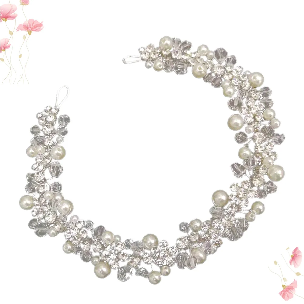 

Wedding Bridal Pearl Headband Rhinestone Headdress Elegant Hair Band for Women Girls Parties Graduation Ceremony