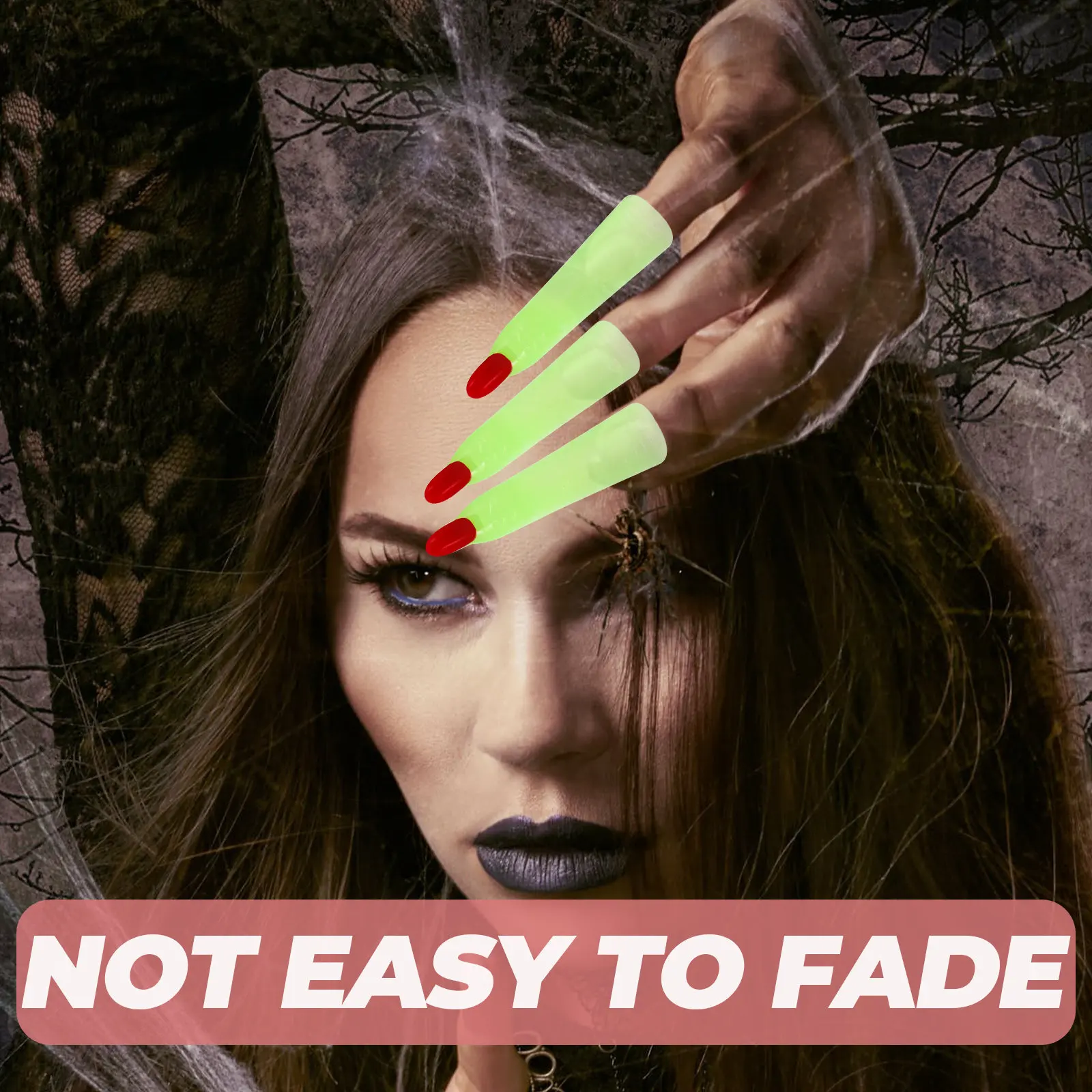 

50 шт. светящихся в темноте накладных ногтей в виде пальцев ведьмы для Хэллоуина, светящиеся жуткие накладные ногти для костюмов на вечеринку, декор для образов зомби, волшебников, гуль