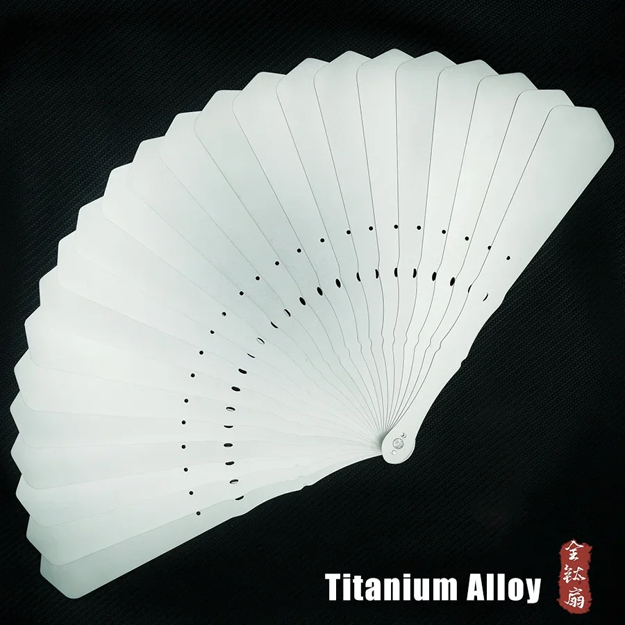 Full Titanium Alloy Iron Fan Self-Defense Kung Fu Tai Chi Hanfu Fan  Metal Working Crafts Hollow Folding Fan Home Decor