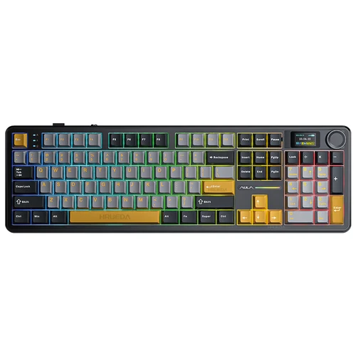 Imagen 1 del producto AULA F108 Pro teclado inalámbrico de tres modelos personalizado, junta de teclado Macro para juegos, teclado de tamaño completo de intercambio en caliente con pantalla inteligente TFT
