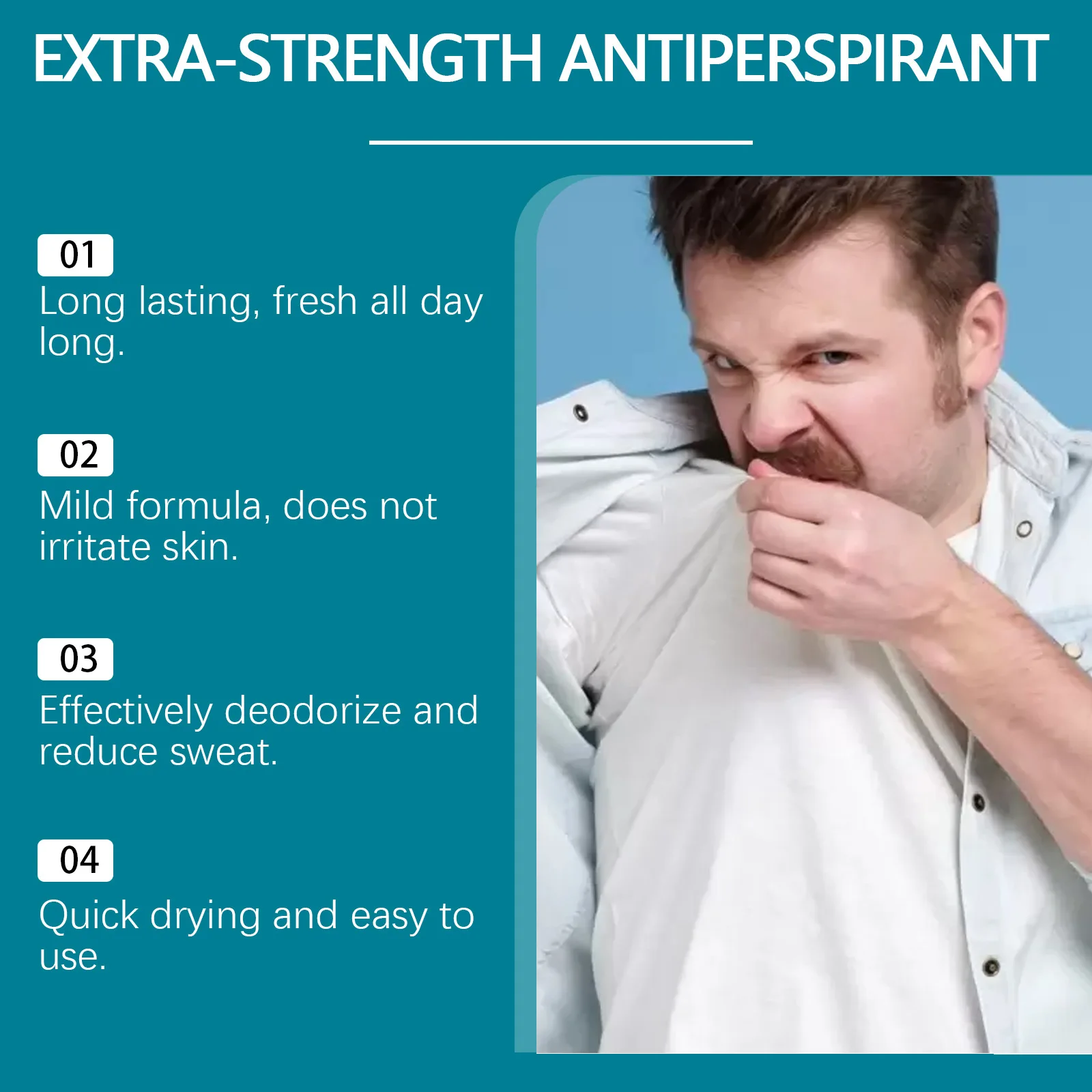 Deodoran Antiperspirant untuk pria, penghilang bau ketiak Vitamin E penghilang bau badan deodoran tahan lama untuk pria 70g