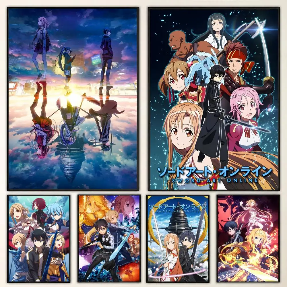 Sword Art Online Anime Virtual World Adventure Series Poster Aesthetic Art Print for Bedroom & Living Room Decor, Unframed