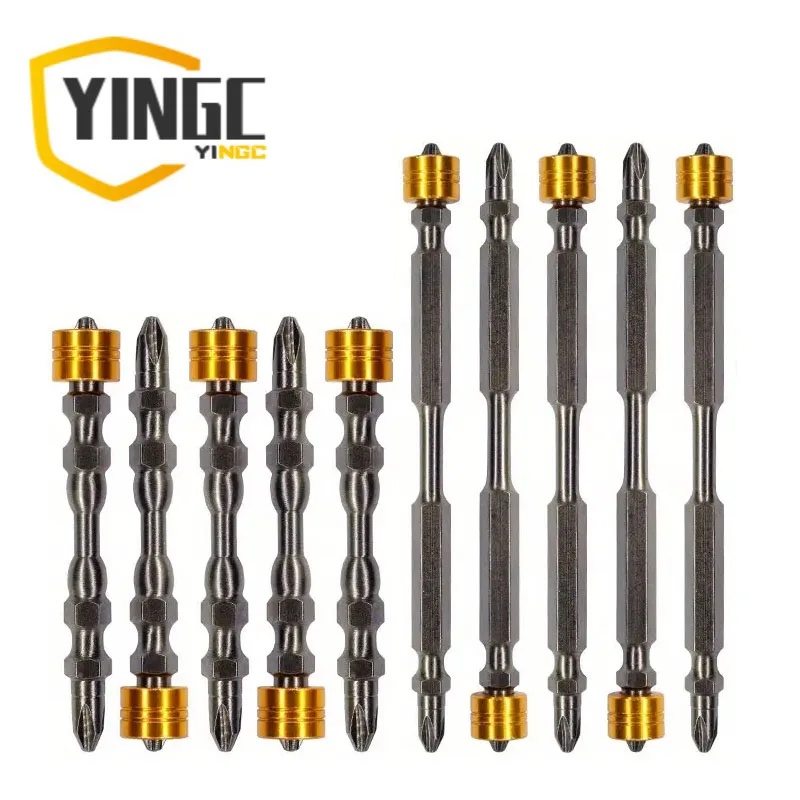 【セール中】Yc 磁気ドライバーキット、65mm/110mm、ダブルヘッド Ph2、1/4インチ六角サポート、電源不要、電動ドライバー、自転車修理、家の装飾、父親へのギフトに最適
