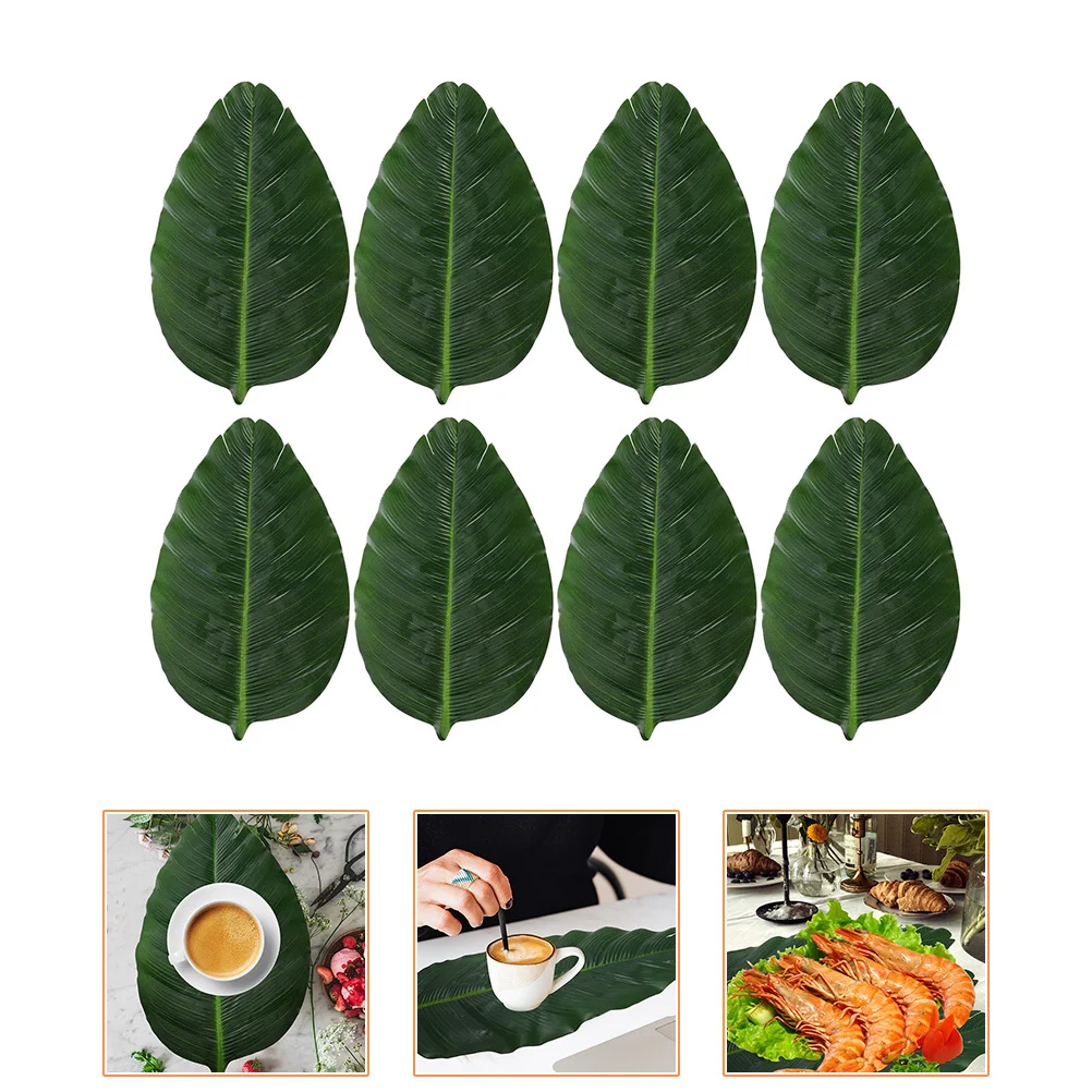 8Pcs Leaf Placemats Banana Leaf Design Table Mats Heat Insulation Pads Decorative Table Cushion for Dining Home Decor