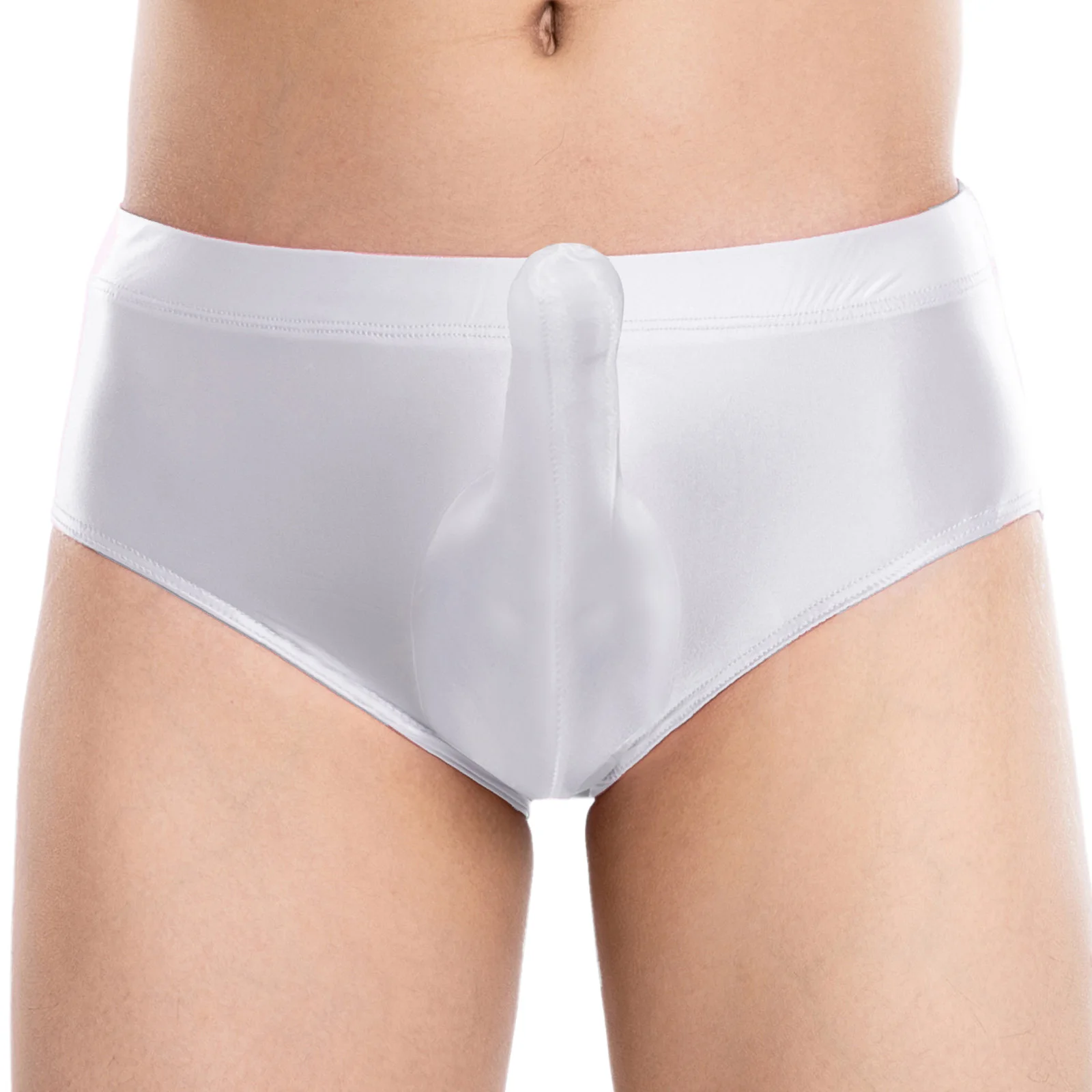 Adult Mens Glossy Low Rise Briefs Sheath Pouch Elastic Waistband Panties Thin Sheer Underwear for Special Occasions