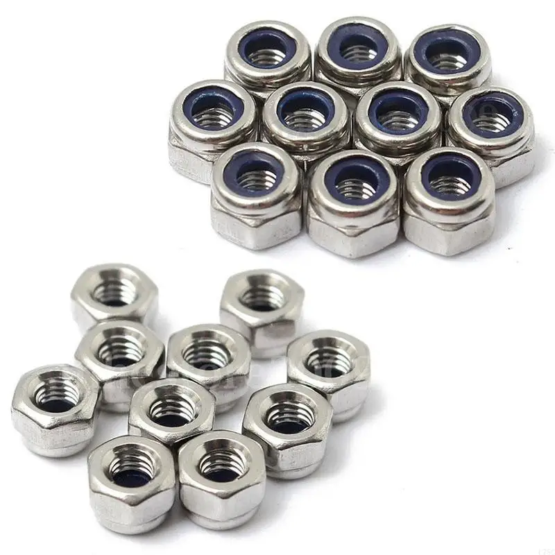 U75C 100 PCS/SET Aço inoxidável Fuendma aço Nylon porca inserção porcas travamento 3mm 3mm