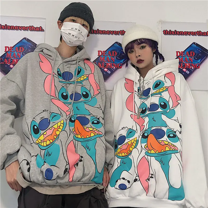 

Y2k Lilo & Stitch Hoodie Fleece Adult Coat Sweatshirt Hip Hop Harajuku Jackets Streetwear Loose College Coats Cosplay