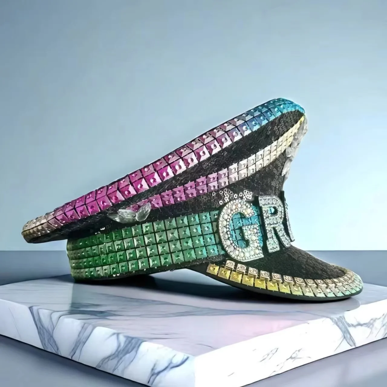 Czapki Kapitańskie HongLuan Black Groom z Cyrkoniami na Festiwal Burning Man, Kapelusz Kostiumowy na Halloween, Akcesoria Cosplay dla Kobiet