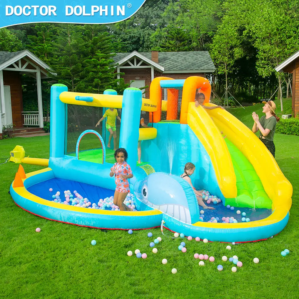 Castillo inflable de tiburón con tobogán, casa de salto, tobogán de agua, castillo inflable para niños, nuevo