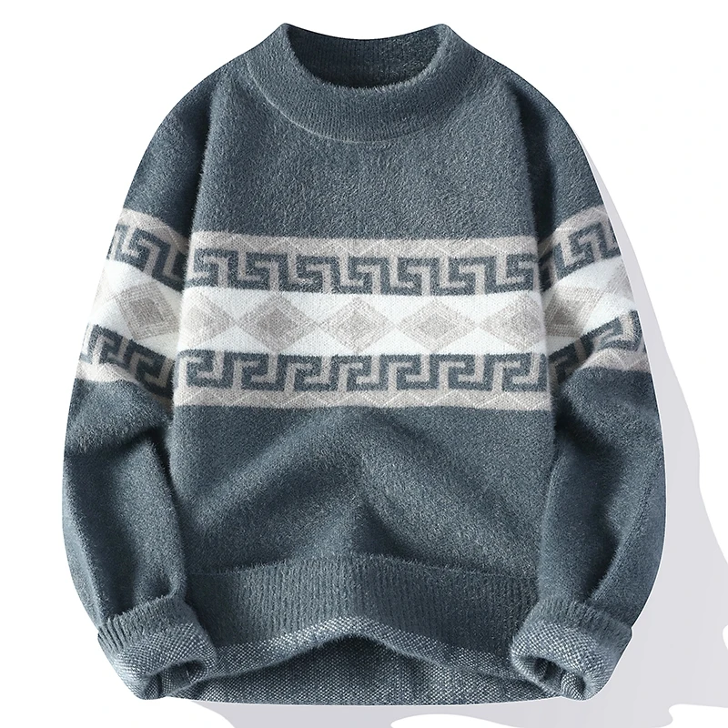 

Повседневный вязаный свитер с классическим узором, мужской пуловер 2025 года, теплые повседневные модные осенне-зимние элегантные топы для поездок на работу