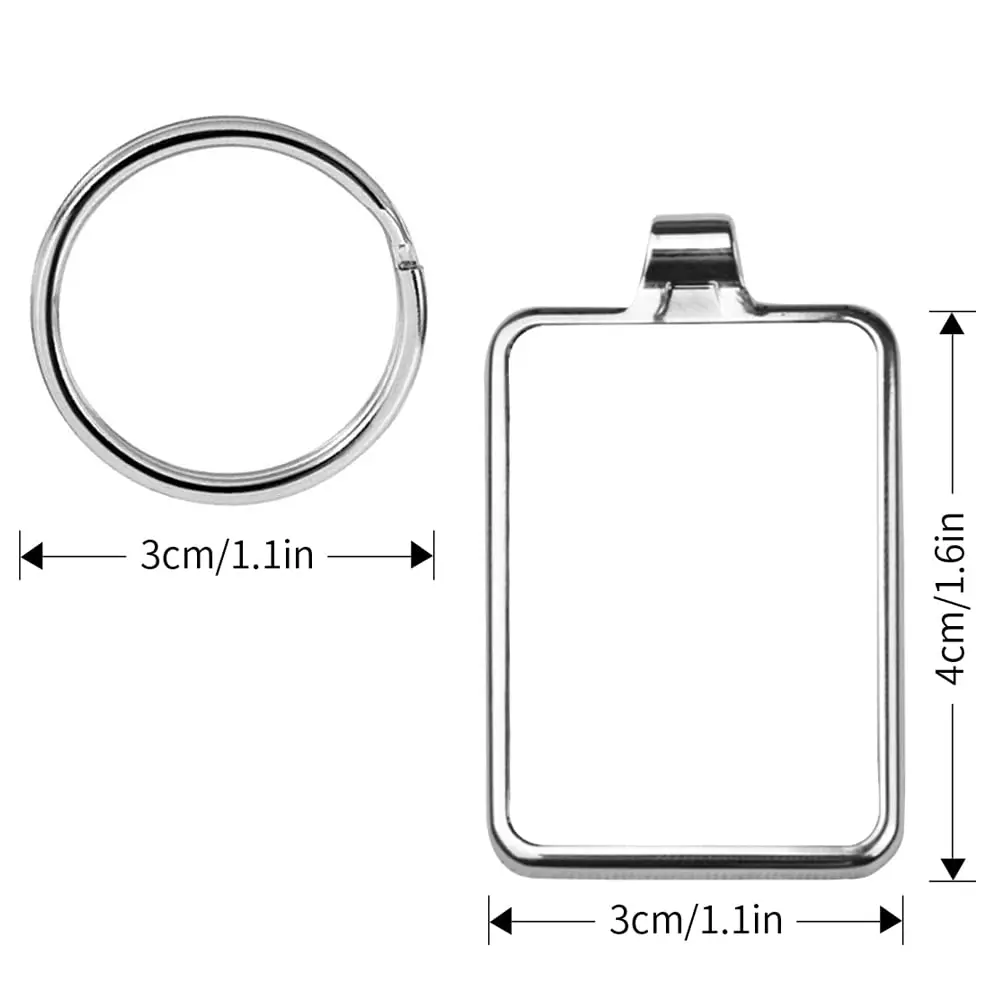 10/5pcs Sublimation Blanks Keychains Metal Round Key Rings for Heat Press Rectangle Round 2 Shape