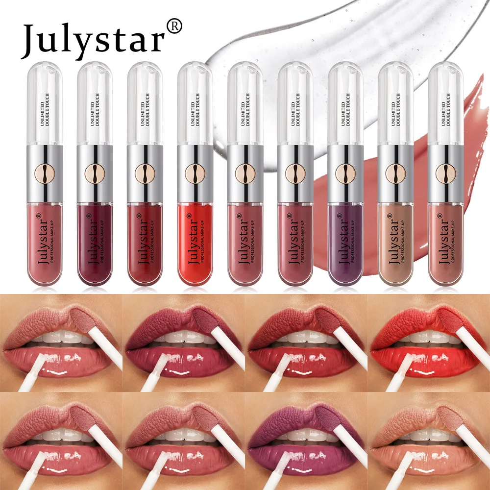 Dual-Ended Lip Gloss & Lip Oil, High-Shine Mirror Finish, Smooth Color Payoff, Long-Lasting Transfer-Resistant Glossy Lip Makeup