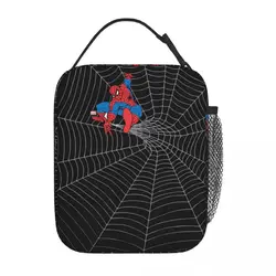 Spider-Man nel centro del Web borse per il pranzo isolate borsa termica riutilizzabile portatile Tote Lunch Box School Outdoor Girl Boy