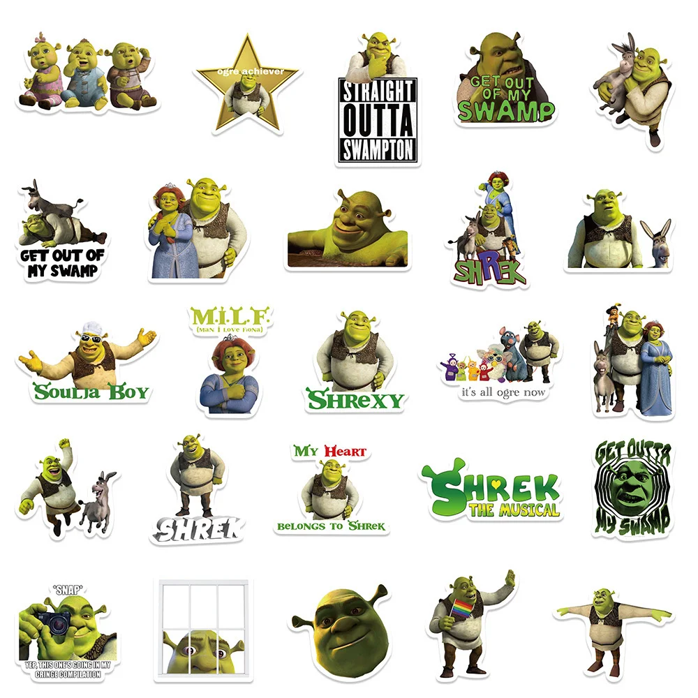 52pcs Cute Fun Cartoon Monster Shrek Graffiti Sticker DIY Suitcase Laptop Suitcase Guitar Star Sticker Waterproof Decals