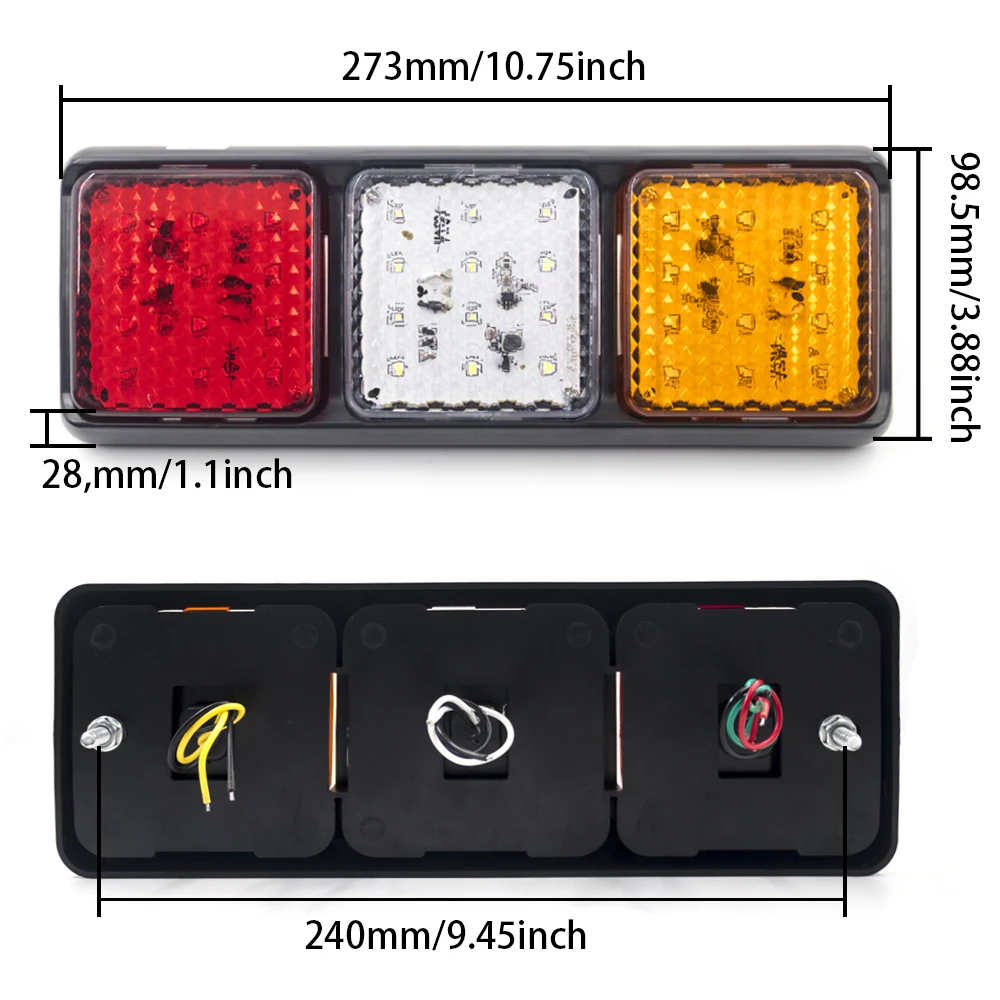 2pcs 12V 24V Detachable DIY taillight Stop Rear Brake Turn Signal Function Indicator Lamp Reversing light For Lorry Caravans