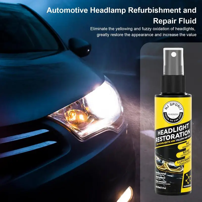 Car Headlight Restoration Spray Liquid Car Light Cleaner and Restorer Headlight Restorer Resistant Headlight Polishing Spray