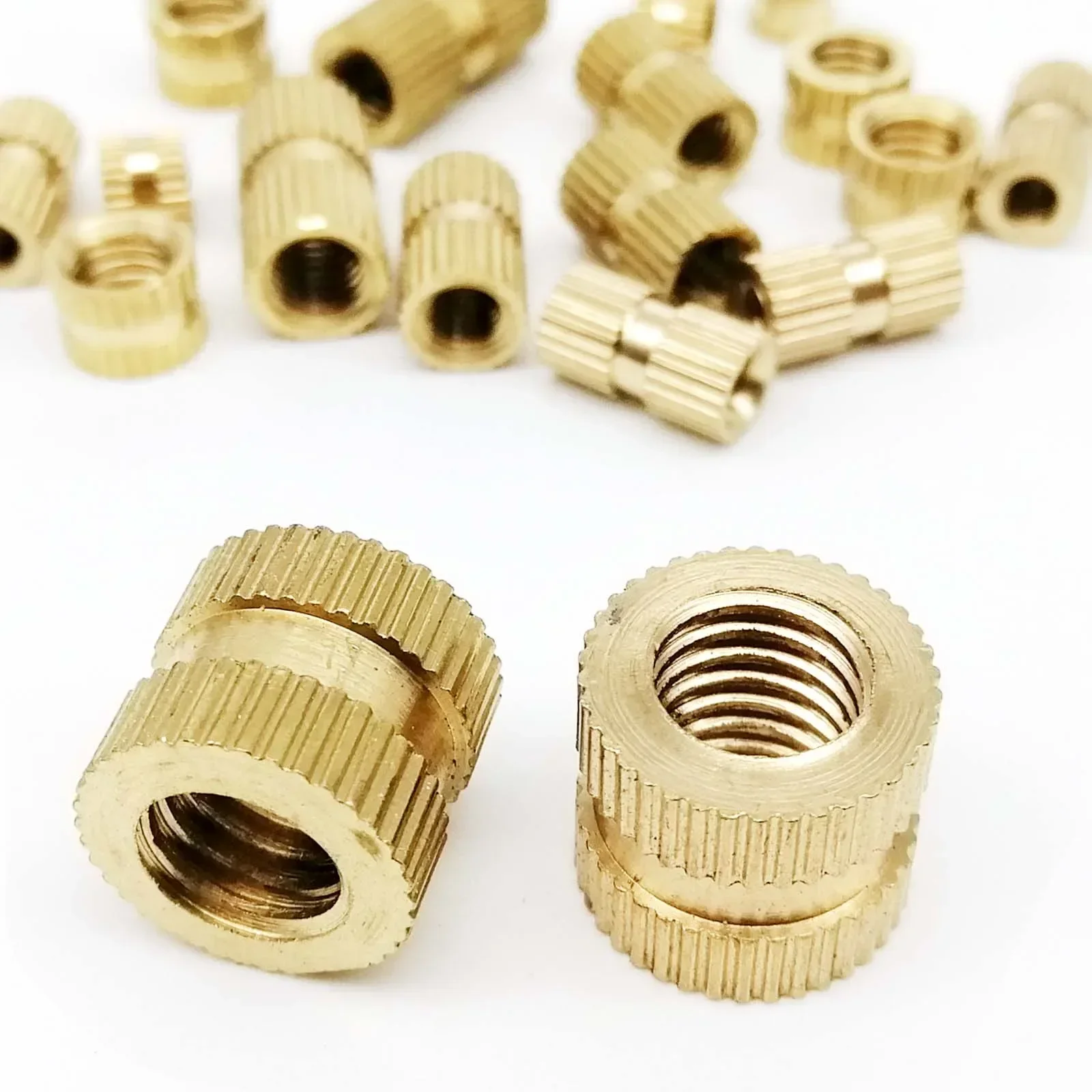 500pcs M4 M5 Solid Brass Pure Copper Metric Thread Injection Molding Knurl Insert Nut Nutsert Embedded 6mm  8mm 10mm