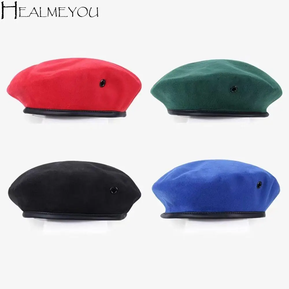 

Unisex Adjustable Berets Hat Solid Color Autumn and Winter Uniform Cap For Cosplay Adult Painter Cap Stage Performance