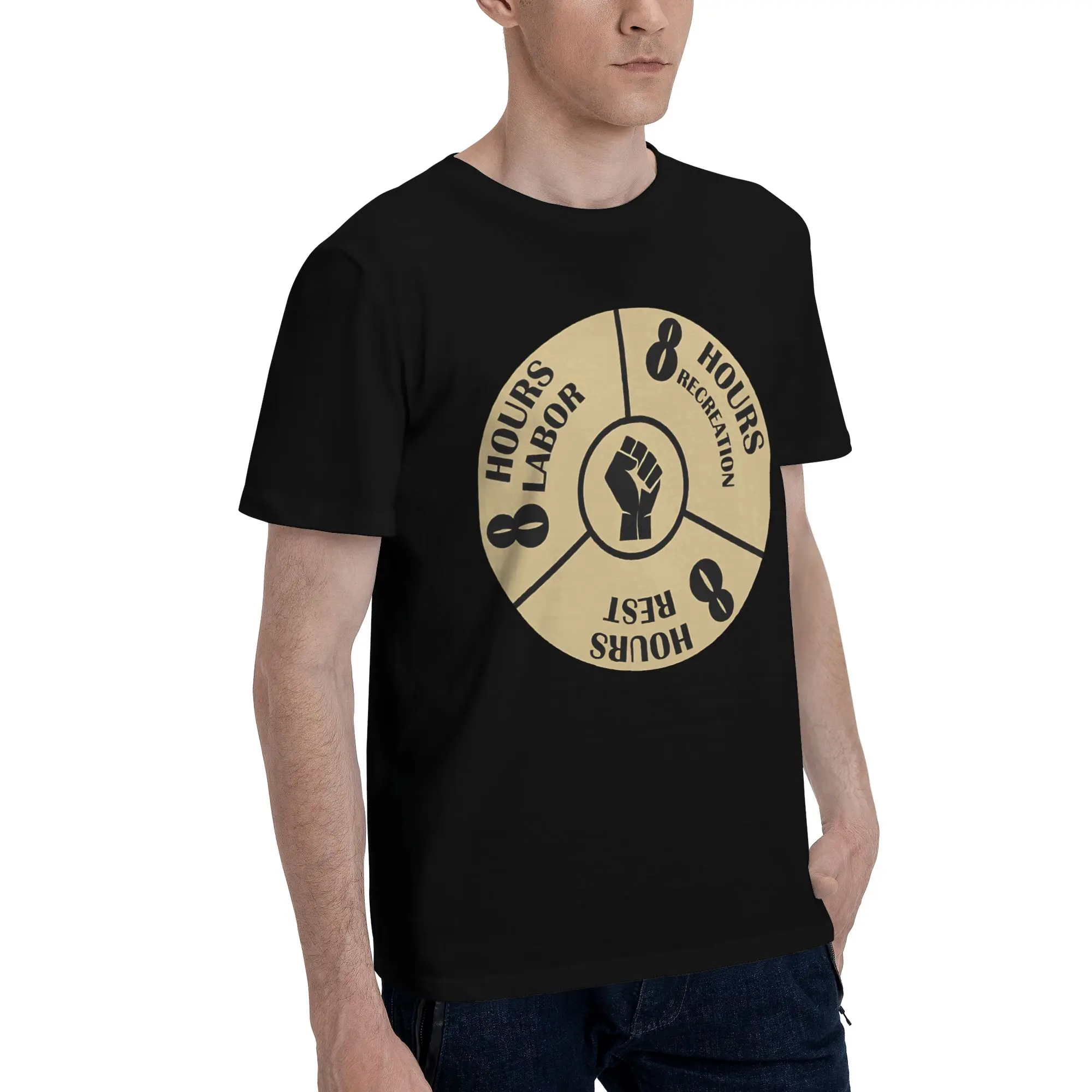 8 hours Labor, 8 Hours Rest, 8 Hours Recreation  Novelty Graphic 100% Cotton T-Shirt Labor Movement Tops Tees For Men