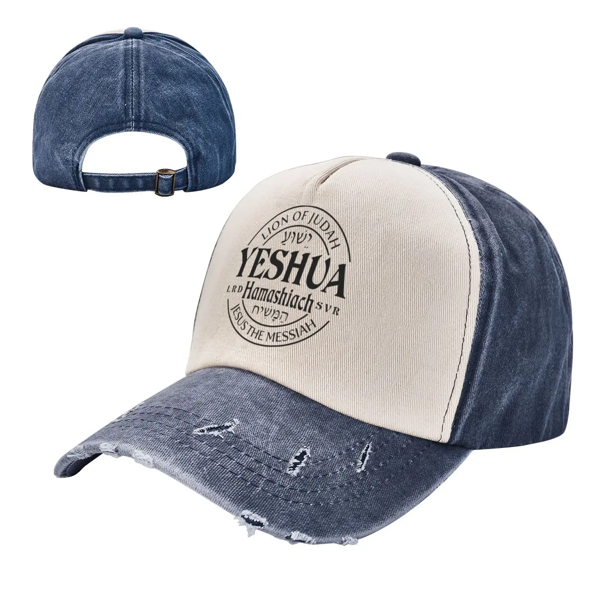 Christian Gift Hats Yeshua Hamashiach Jesus The Messiah Baseball Cap Distressed Denim Washed Lion Of Judah Dad Hat Adjustable