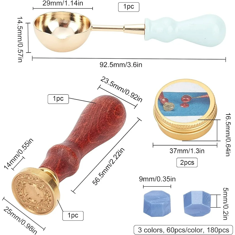 Wax Seal Kit Seal Stamp Rabbit with 180PCS Seal Beads, 2PCS Candles and Wax Melting Spoon for Wedding Invitations
