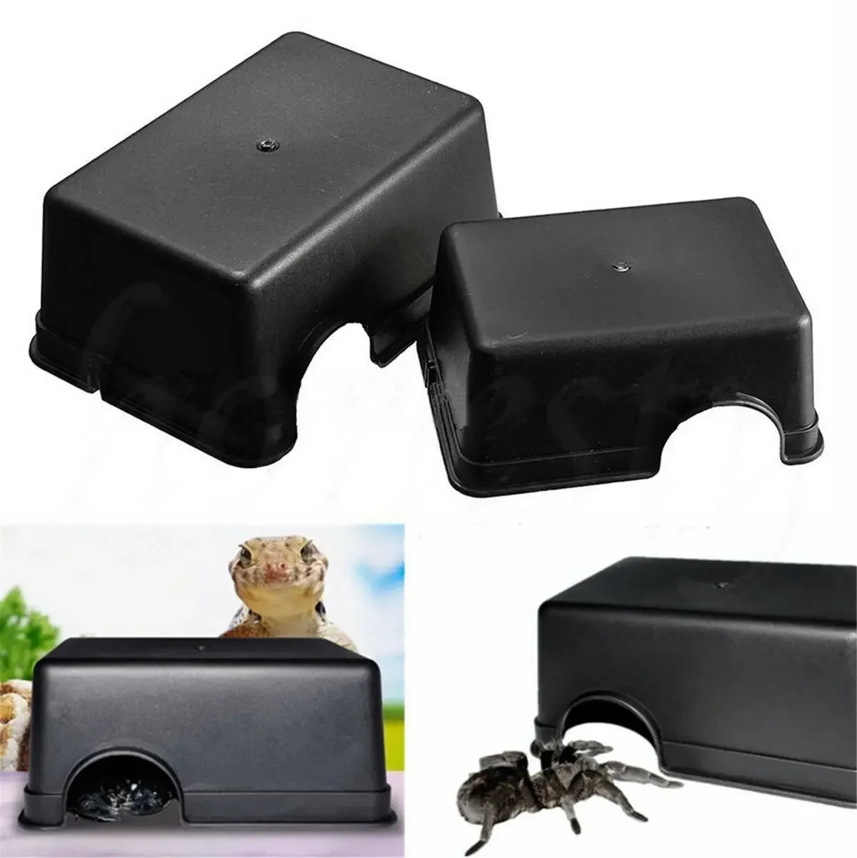 Plastic Reptile Hide Spawning Den Cave Box Tortoise Snake Frog Spide Pet Accessories M/L