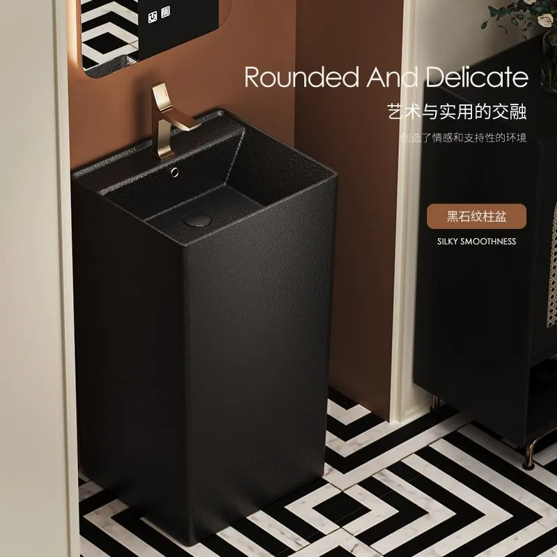Retro French matte wash basin imitation stone ceramic column basin Nanfafeng Home Hotel floor-to-ceiling washbasin