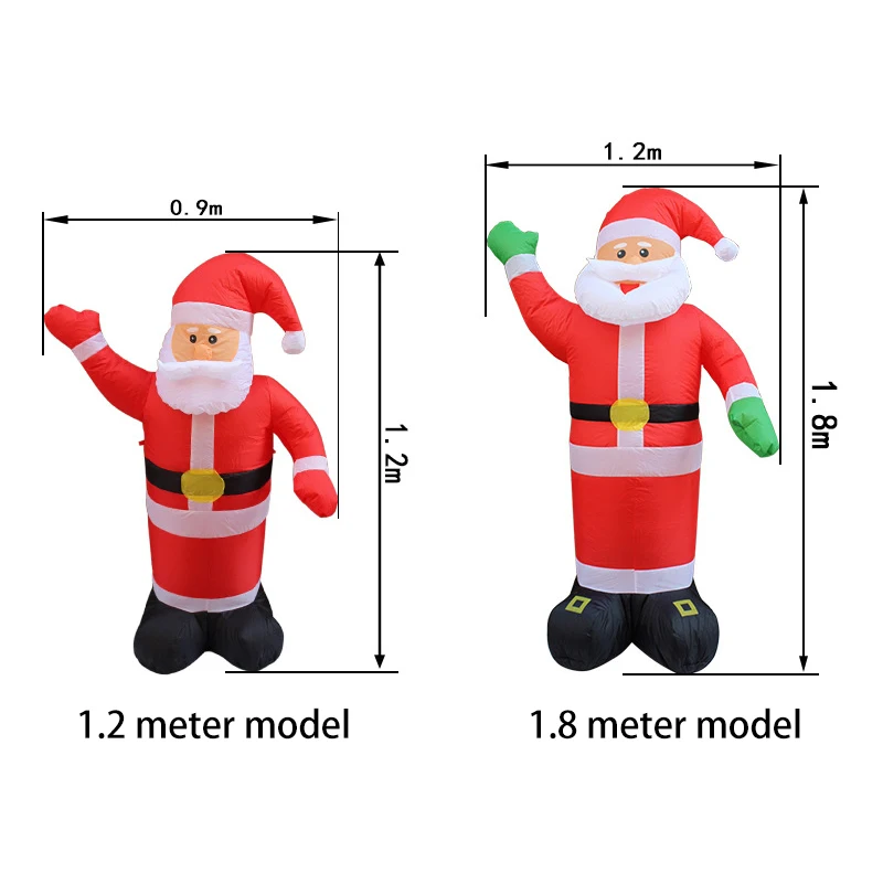 1.2-3m Outdoor Christmas Inflatable Gas Mold With Led Light Santa Claus Wave Restaurant And Mall Welcome Decoration New Year