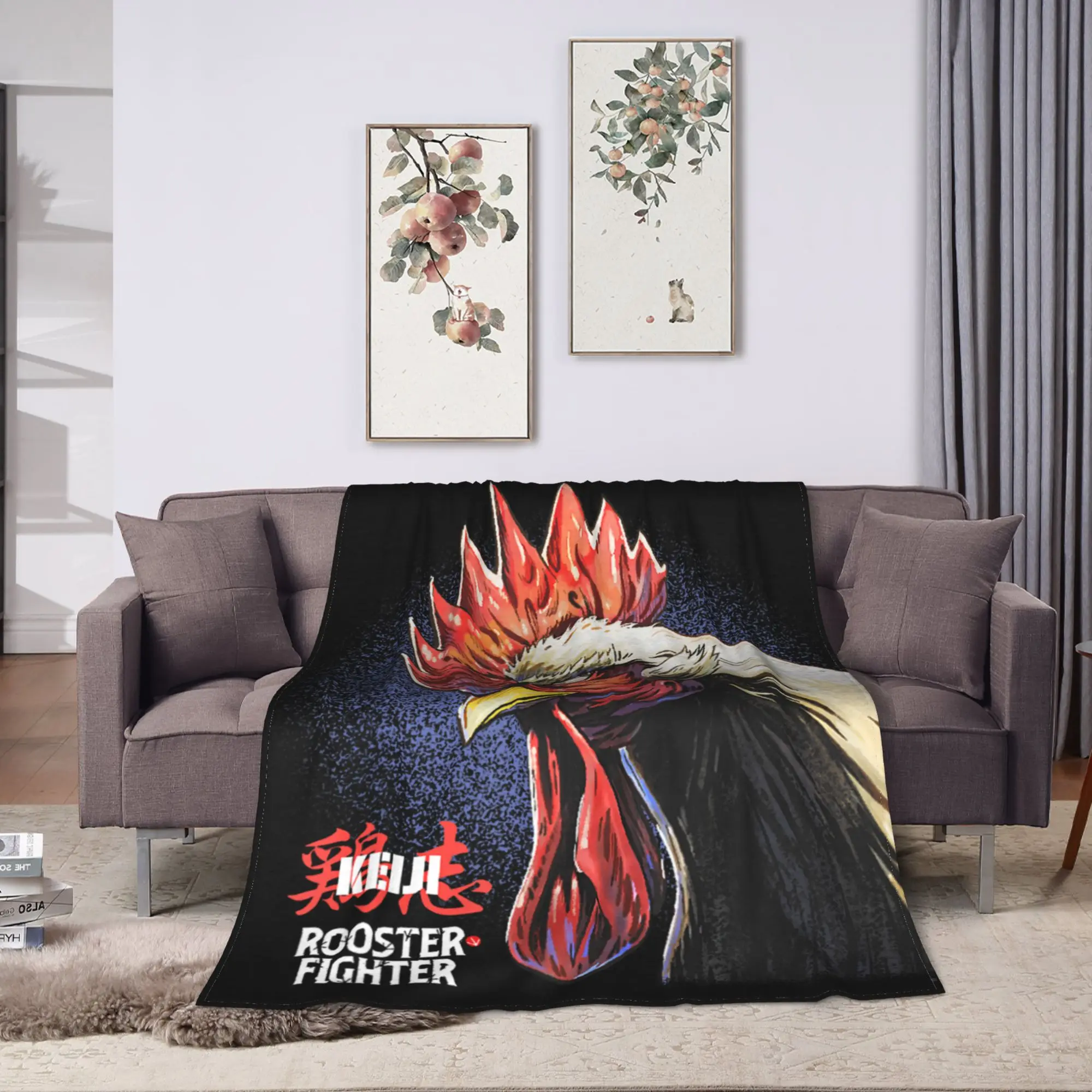 Warm Soft Blankets Boy Girl Travel Rooster Fighter Keiji Jumbo Anime Bedding Throws Flannel Bedspread For Couch Chair Bed Cover
