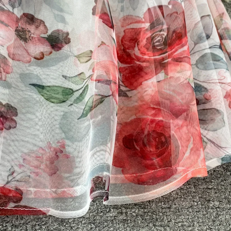 優しい風蝶ネクタイベルト薄いハイウエストクラッシュシフォンドレス長袖エレガントなハイエンド大きな裾ロングスカートサマードレス