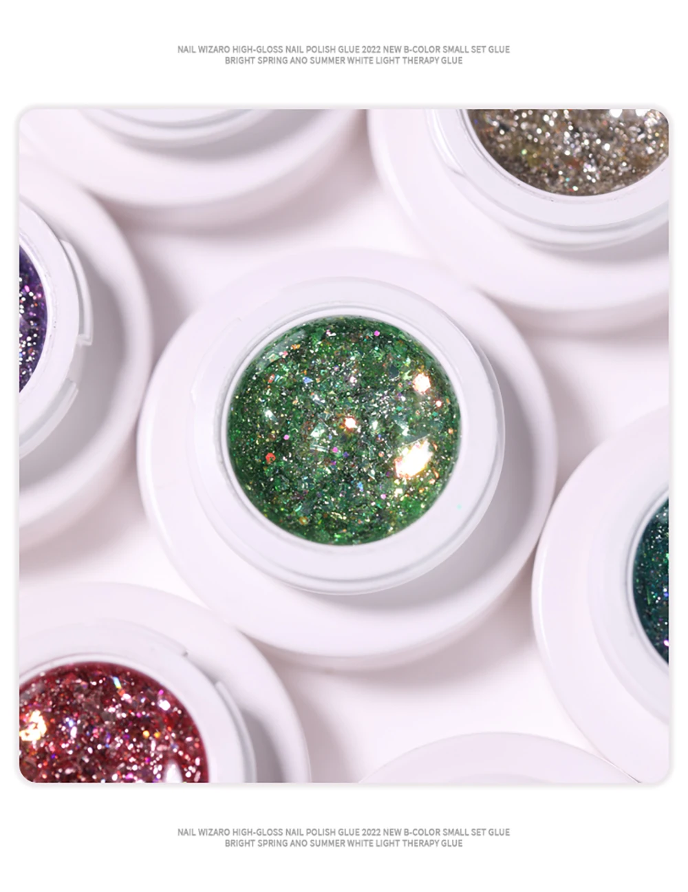 Vendeeni 9 Farben/Set Funkelnder Pailletten-Gel-Nagellack UV LED Soak-Off Gel-Lack Glänzender Sternenhimmel-Gel-Lack für Nagelkunst – Detail 6