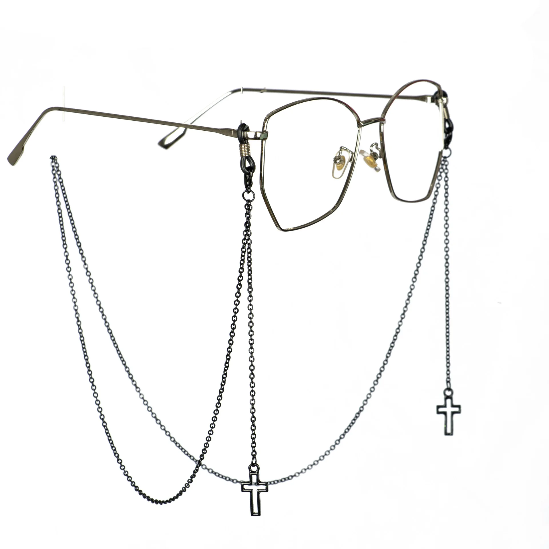 Fashion Cross Pendant Glasses Chains Sunglasses Spectacles Metal Chain Hollow Cross Holder Cord Lanyard Necklace