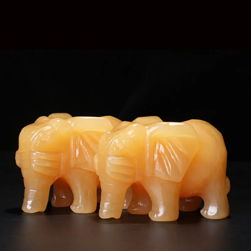 

Wholesale Beige Jade Elephant Ornament Item Mascot Home Decoration