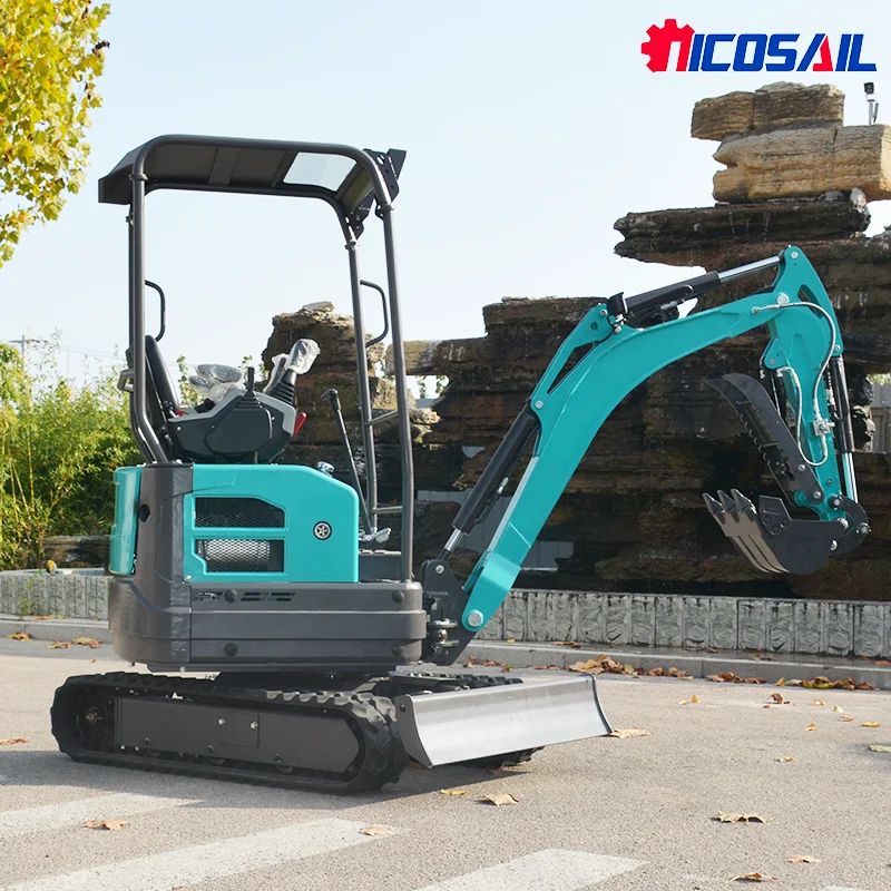 Nicooil حفارة صغيرة 1.8 طن مع وسادات مطاطية وأصابع هيدروليكية، حفارة زاحفة صغيرة، جودة سريعة وعالية