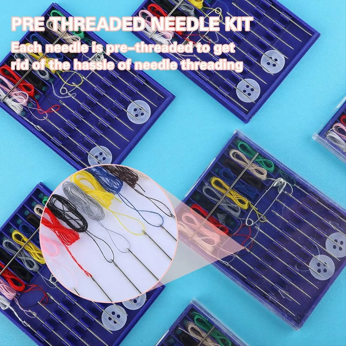 *LBER 10 Boxes Mini Sewing Kit, Quick Fix Sewing Kit Small Travel Sewing Kit Pre Threaded Needle Kit with Pin Button