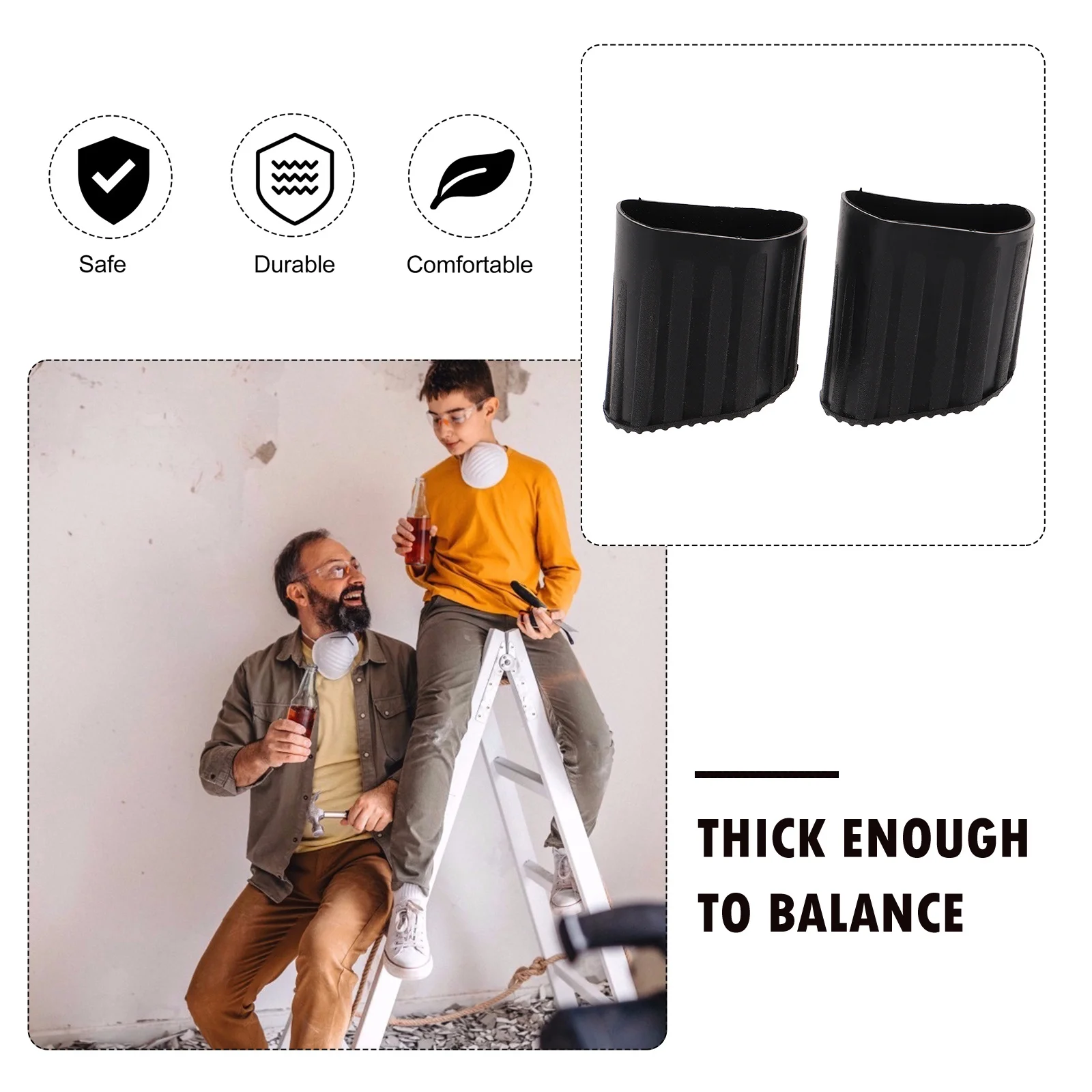 

4pcs Ladder Feet Cover Anti-Slip Rubber Pad For Telescoping Folding Ladders Durable Leg Protector Non-Scratch Floor Protection