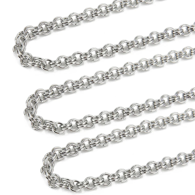1Meter 4mm Stainless Steel Double Rings Link Chain Small Circle Loop Chain for DIY Necklace Bracelets Bag Chain Jewelry Findings