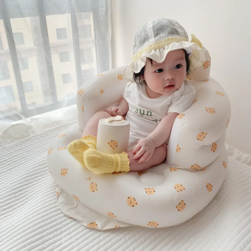 Cute Bathroom Baby Sofa Learning to Sit PVC Infant Toddler Inflatable Seat Inflatable Bathroom Sofa Learning Eating Dinner Chair