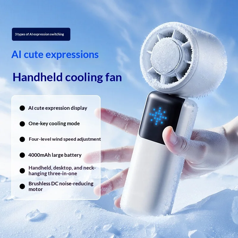 Cooling mini fan 4000mah battery USB rechargeable foldable neck for summer outdoor and travel