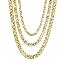 3.5-7MM Stainless Steel Cuban Chain Necklaces For Men Women Gold Color Curb Link Chain Punk Fashion Jewelry Accessories 45-70CM
